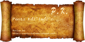 Pentz Kálmán névjegykártya